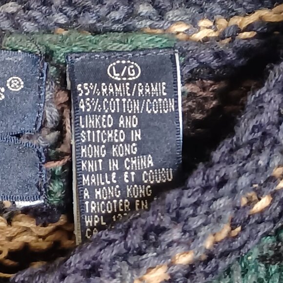 Northern Isles Sweater Mens L Multi Color Knitted by Hand Thick Cable Fisherman - Picture 6 of 6